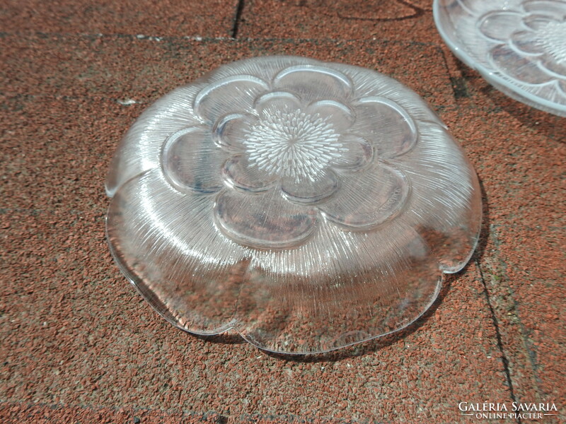 Virágmintás üveg süteményes tányér készlet