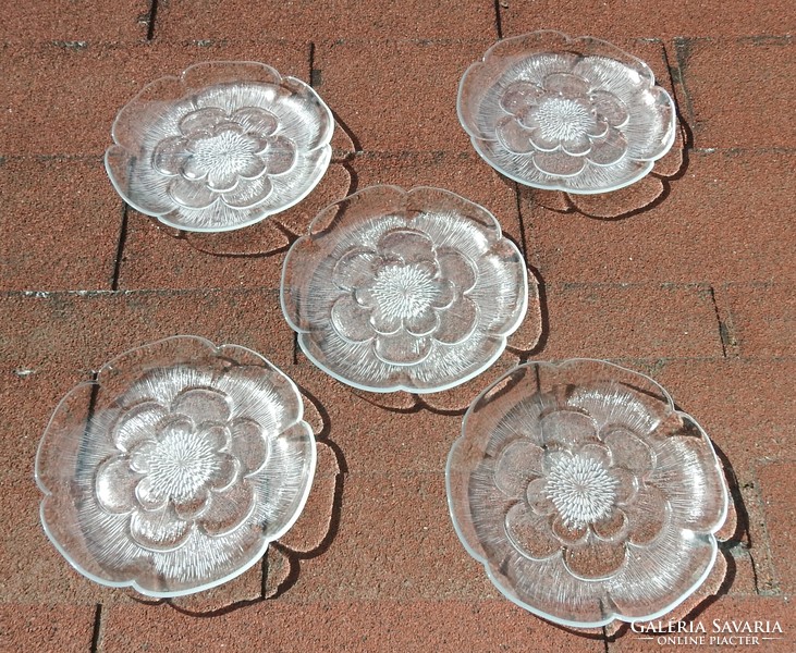Virágmintás üveg süteményes tányér készlet
