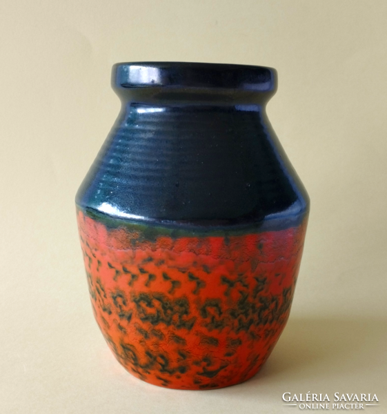 Retro orange - black glazed lake head vase