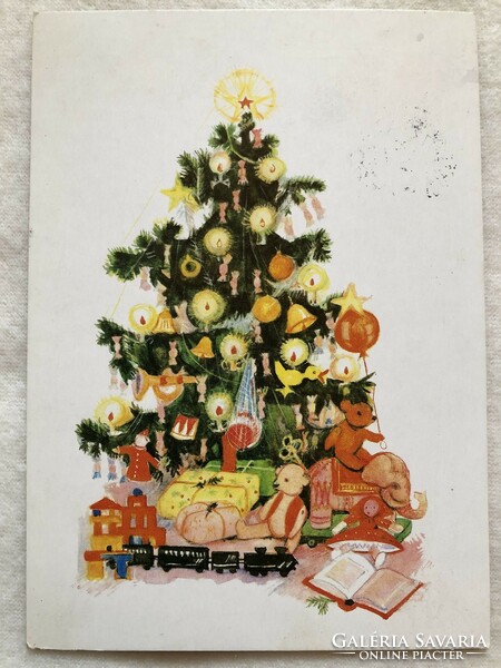 Old illustrated Christmas card - dr. Köhlerné Molnár Katalin drawing -3.
