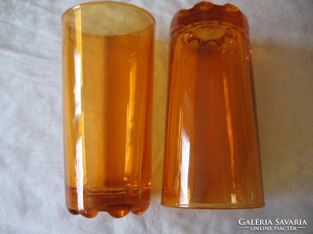 2 pcs retro amber colored bormioli vase in glass
