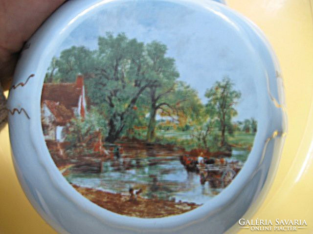 English staffordshire tea holder, vase with 3 john constable reproductions
