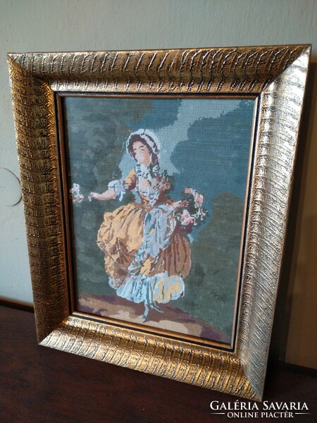 Tapestry, in a thick gilt frame