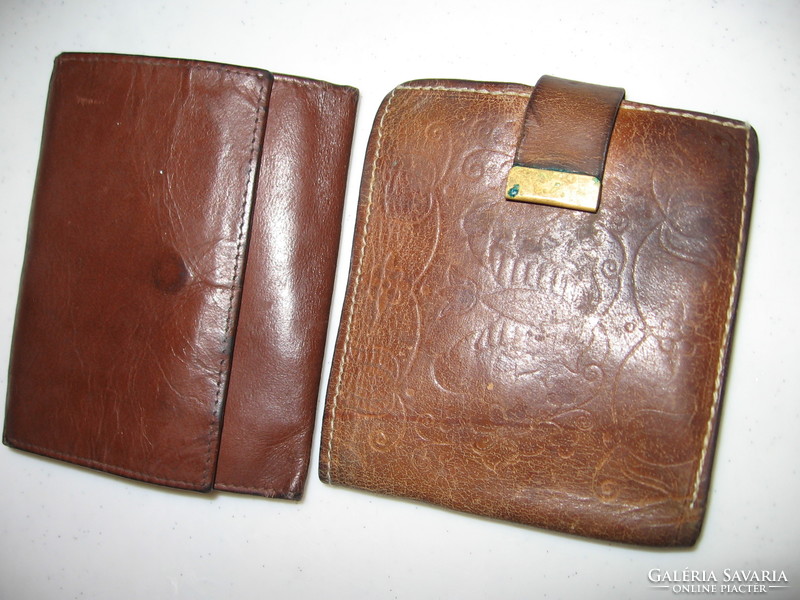 Brown leather wallet with double-sided opening in Retro leather factory