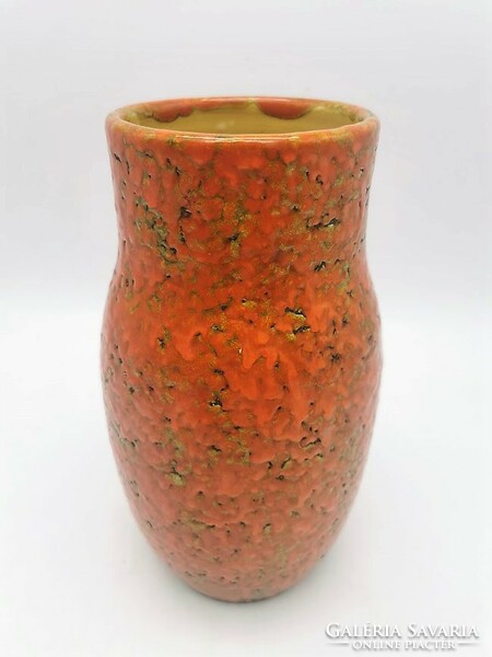 22 cm retro vase, Hungarian applied art ceramics, Hódmezővásárhely