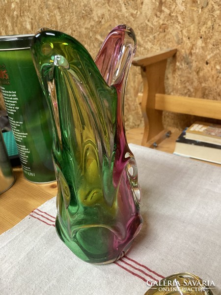 Czech glass vase and ashtray