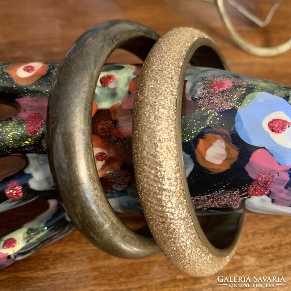 2 vintage copper and gold bracelets in one bangle, quality old Italian jewelry from the 1980s