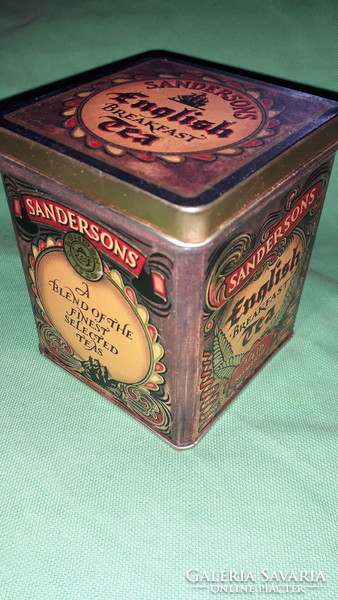 SANDERSONS eredeti angol fém lemez reggeli tea teás doboz 9 x 8 x 8 cm a képek szerint