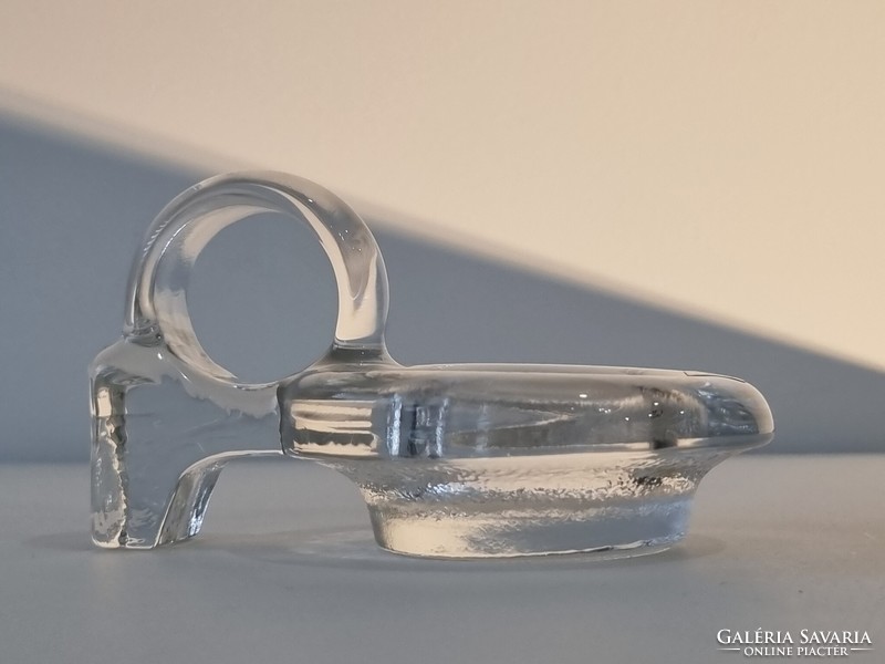 Vintage svéd Kosta Boda jégüveg gyertyatartó-jelzett,gyűjtői darab