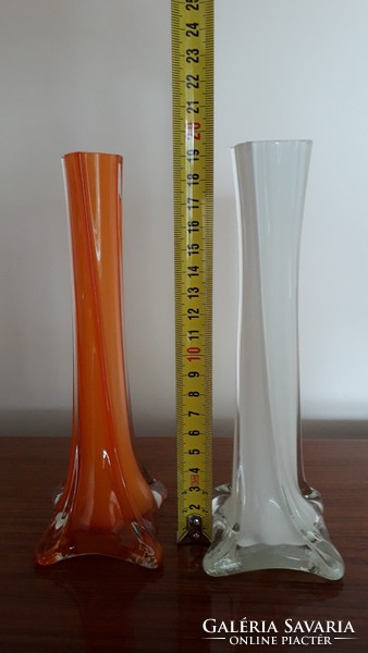 Retro glass vase old color white orange glass vase 2 pcs