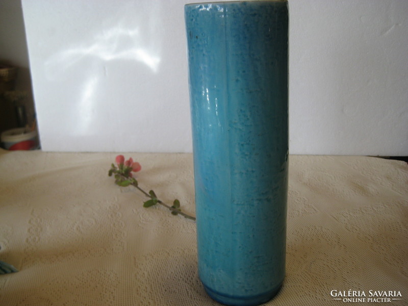 Zsolnay blue cigar or cylinder vase, Turkish j. Design retro 7.3 x 24 cm