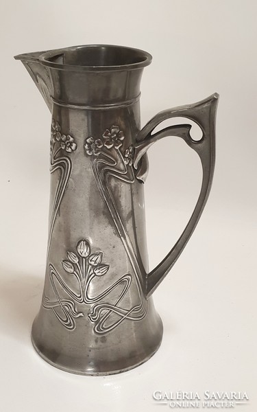 Art Nouveau pewter spout, jug