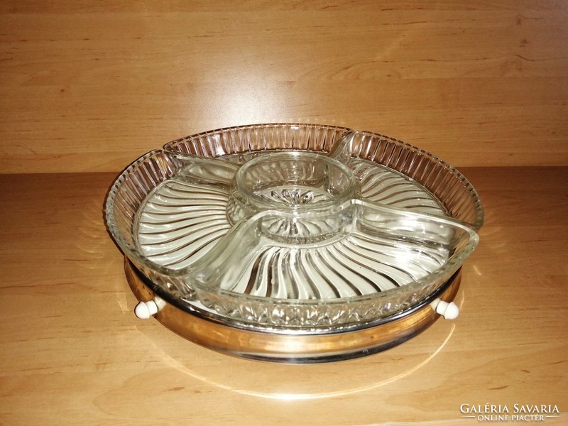 Five serving glass centerpieces on a rotatable base, dia. 31.5 cm (as)