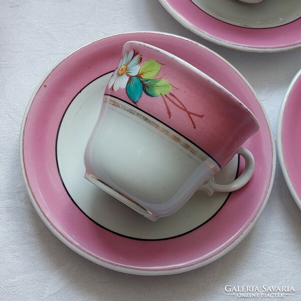 Bieder teás készlet rózsaszín alapmáz mezei virágokkal