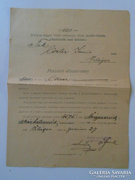 Za433.21 Bright Syria (disarmament) 1918 treasury receipt war loan 5000 Austrian crowns