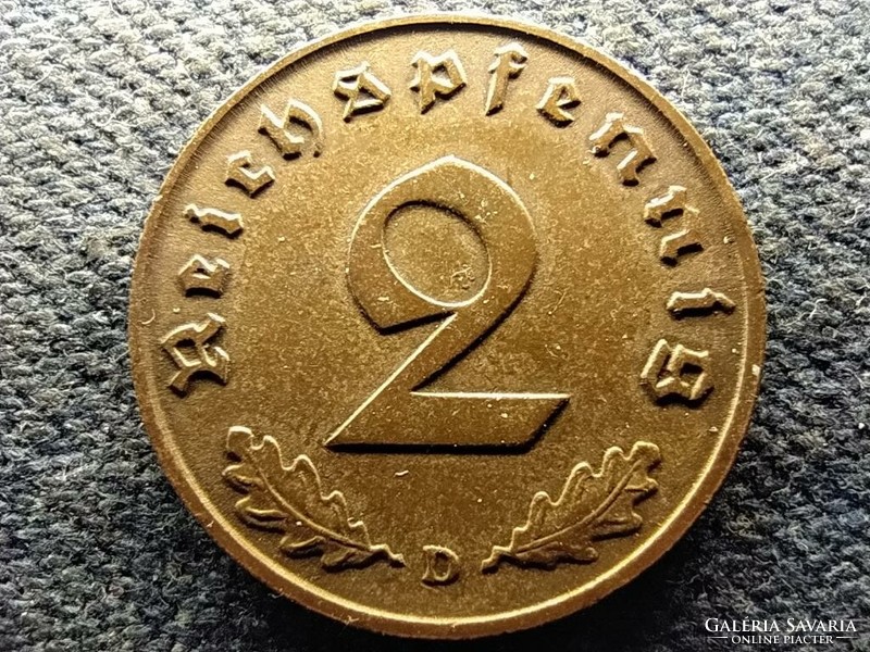 Germany swastika 2 imperial pfennig 1939 d (id73522)