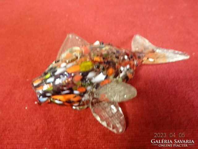 Glass figure, colored glass fish, length 14 cm. Jokai.