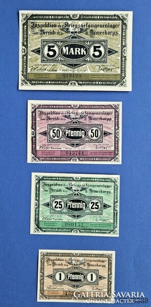 German POW banknote lot 1917 havelberg unc (4 pieces)