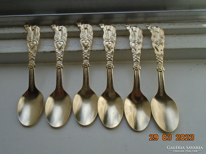 6 Japanese embossed camel pattern gold colored stainless steel spoons