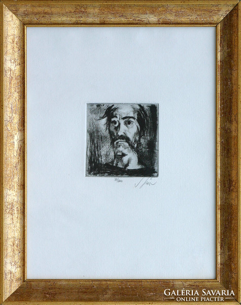 Szász Endre (1926-2003) A csónakos - kerettel: 36x26 cm kép mérete: 9x9 cm