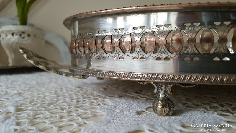 Antique silver-plated, chiseled oval tray 45 cm.