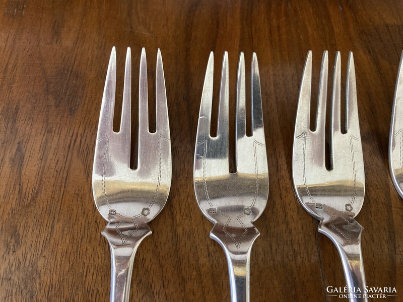 A curiosity! Silver fish fork set/set - 6 pcs