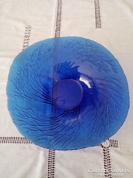 Blue Scandinavian / Finnish lasisepat - mantsala glass serving bowl / centerpiece design: p. Kallioinen