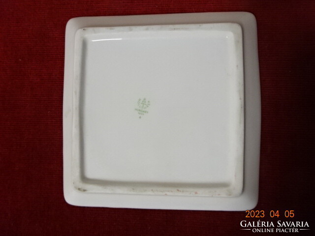 Hollóháza porcelain cake plate, size 13.7 x 13.7 cm. Jokai.