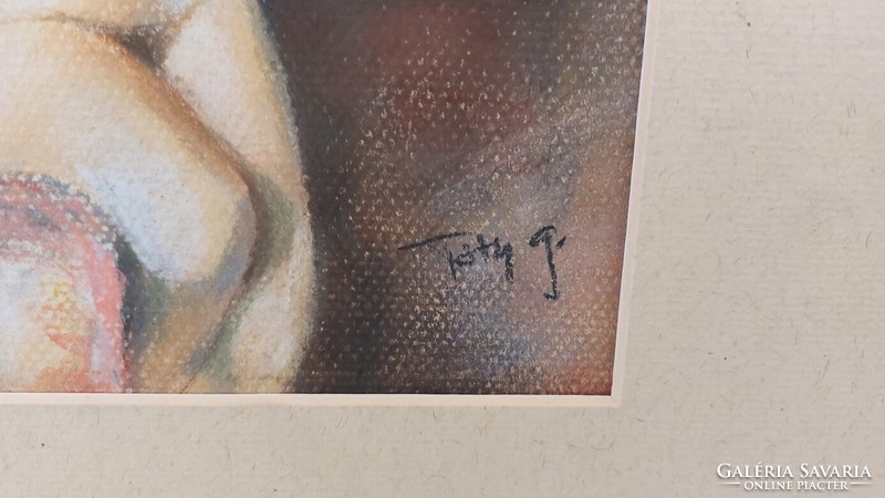 (K) pastel painting by gábor tóth in an nude interior