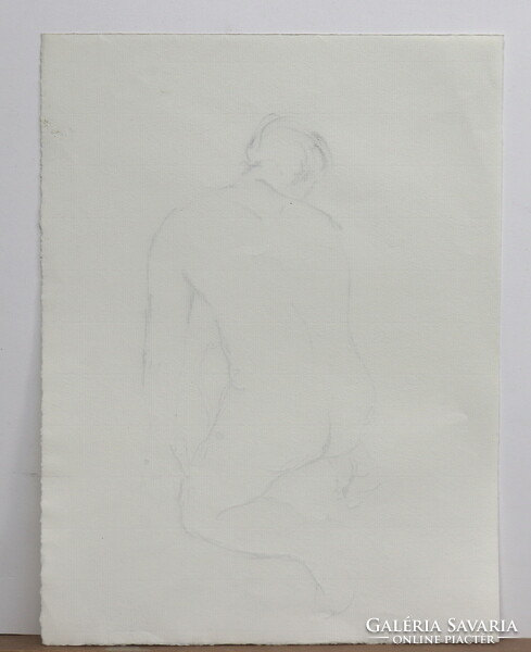 Kneeling man, ink drawing