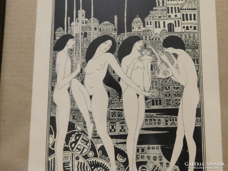 Attila Sassy (1880 - 1967): art nouveau ex libris 1910. Graphics