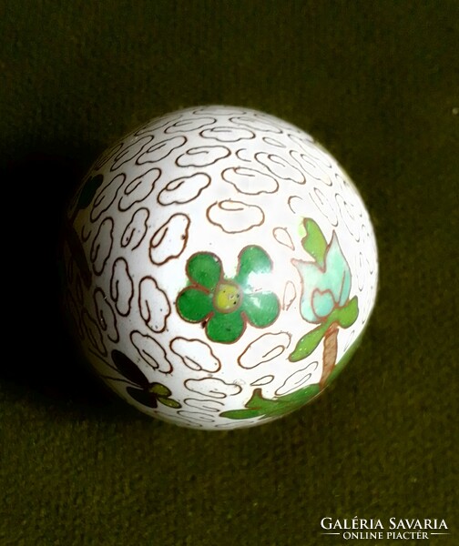 Old Chinese enameled cloisonné brass colorful patterned male Easter egg decoration for sprinklers