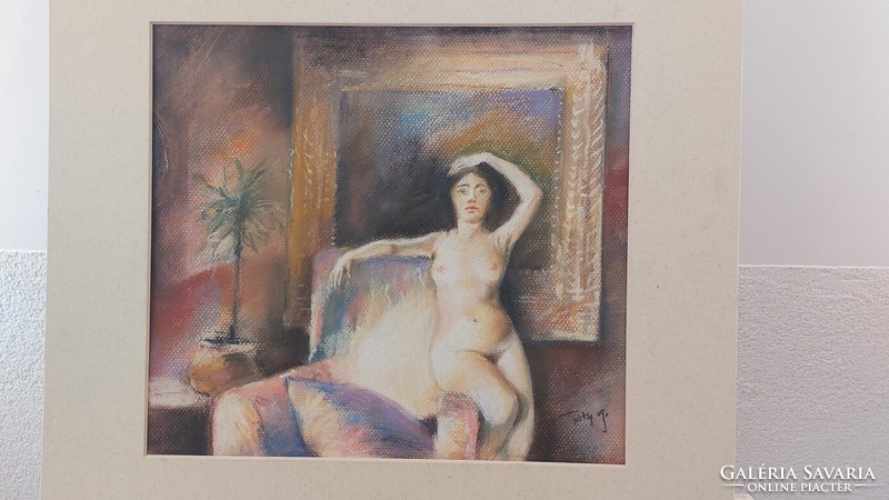(K) pastel painting by gábor tóth in an nude interior