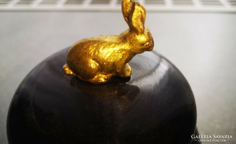 Gyönyörű antik bonbonier bronz nyúl, Nyuszi Antik húsvét dobozka Videó is