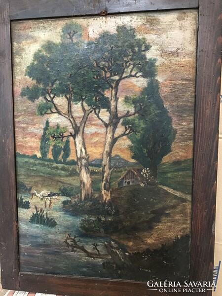 Pair of landscape paintings, oil on cardboard, may have been made at the beginning of the 20th century