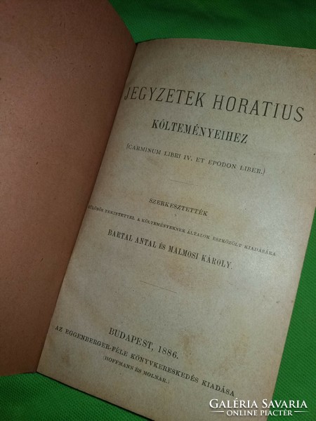 1886. Bartal antal and malmosi karoly: notes on the poems of horatius.