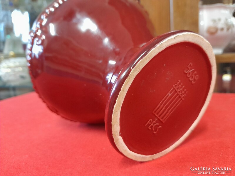 Zsolnay ox blood glazed ceramic vase. 18.5 cm.