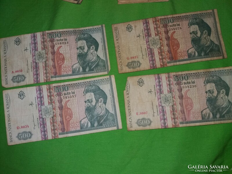 Régi 1992. december bankjegyek román 5 db 500 lej, 2500 lej összértékben egyben a képek szerint