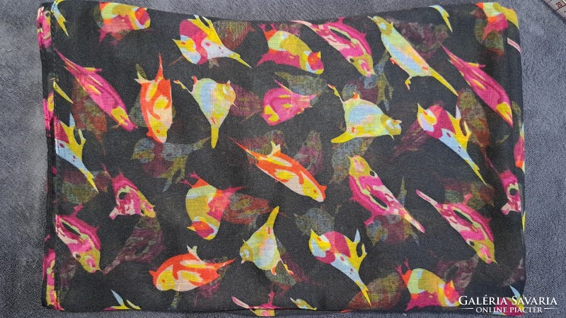 Women's colorful bird scarf, stole (l3657)