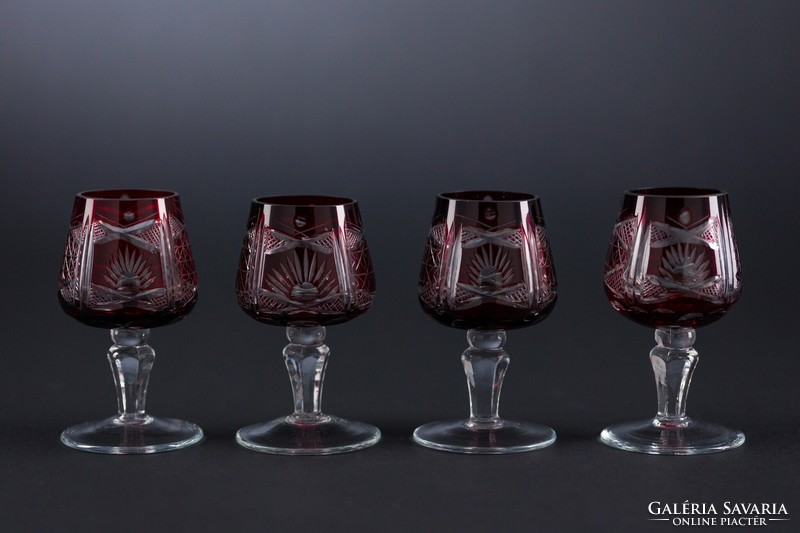 Glass, base, short drink glass, burgundy, 4 pieces