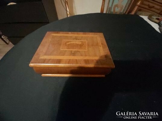 Intarsia wooden chest