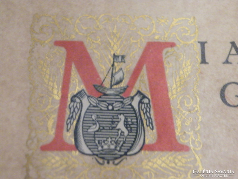 Old diploma-Hungarian Royal Academy of Economics with seal, in a wooden box, with top stamp (June 15, 1939)