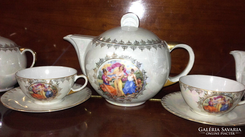 Drasche luster-glazed large cup 6-person antique tea set - art&decoration