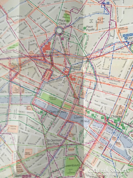 Párizs autóbuszvonal térképe 1979., retro, vintage térkép