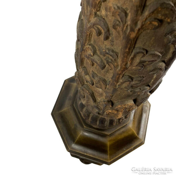 Renaissance wooden carved pedestal, column from the 17th century.