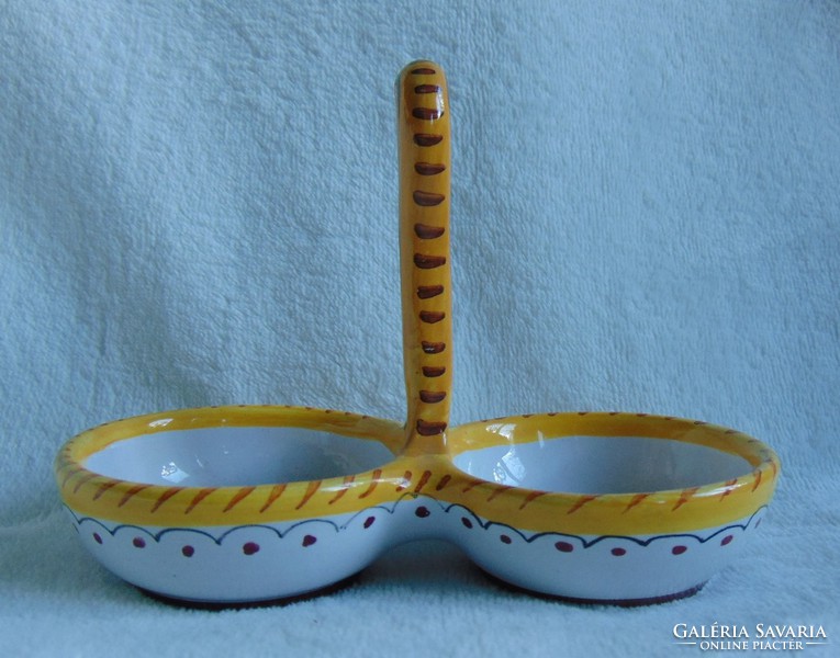 Hand painted Italian ceramic table salt and pepper holder