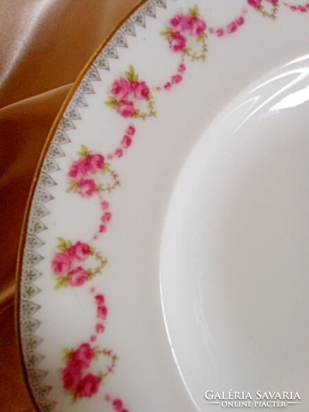 Old porcelain plates with rose garlands, numbered 3+3 pieces