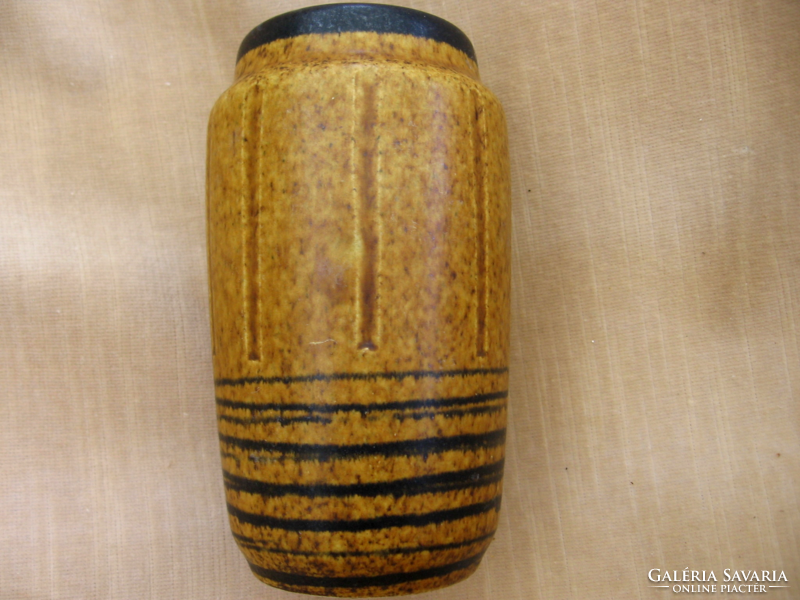 Retro Scheurich W. Germany okker sárga-fekete váza 231 15