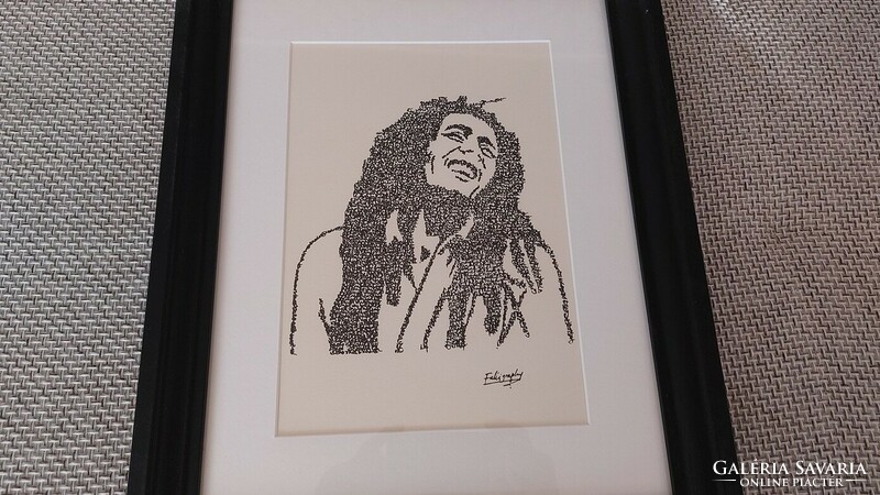(K) Fahad Aliyu tus kép 37x48 cm kerettel Bob Marley