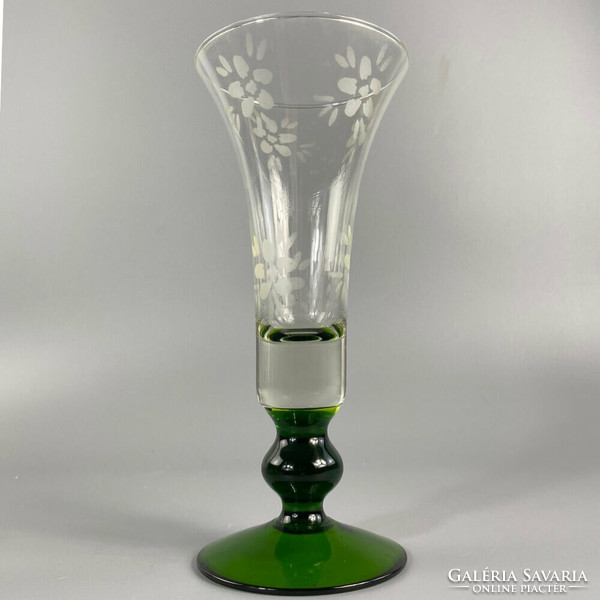 Acid-etched poison green base vase
